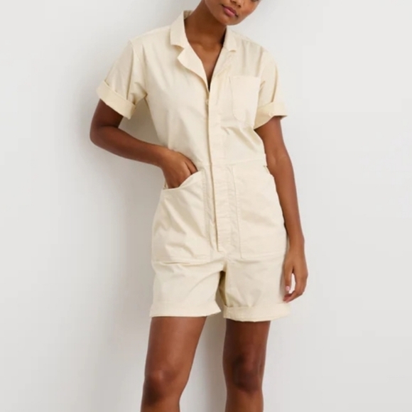 Alex Mill Pants - Alex Mill Standard Short Jumpsuit in Cotton Twill in oatmeal size S